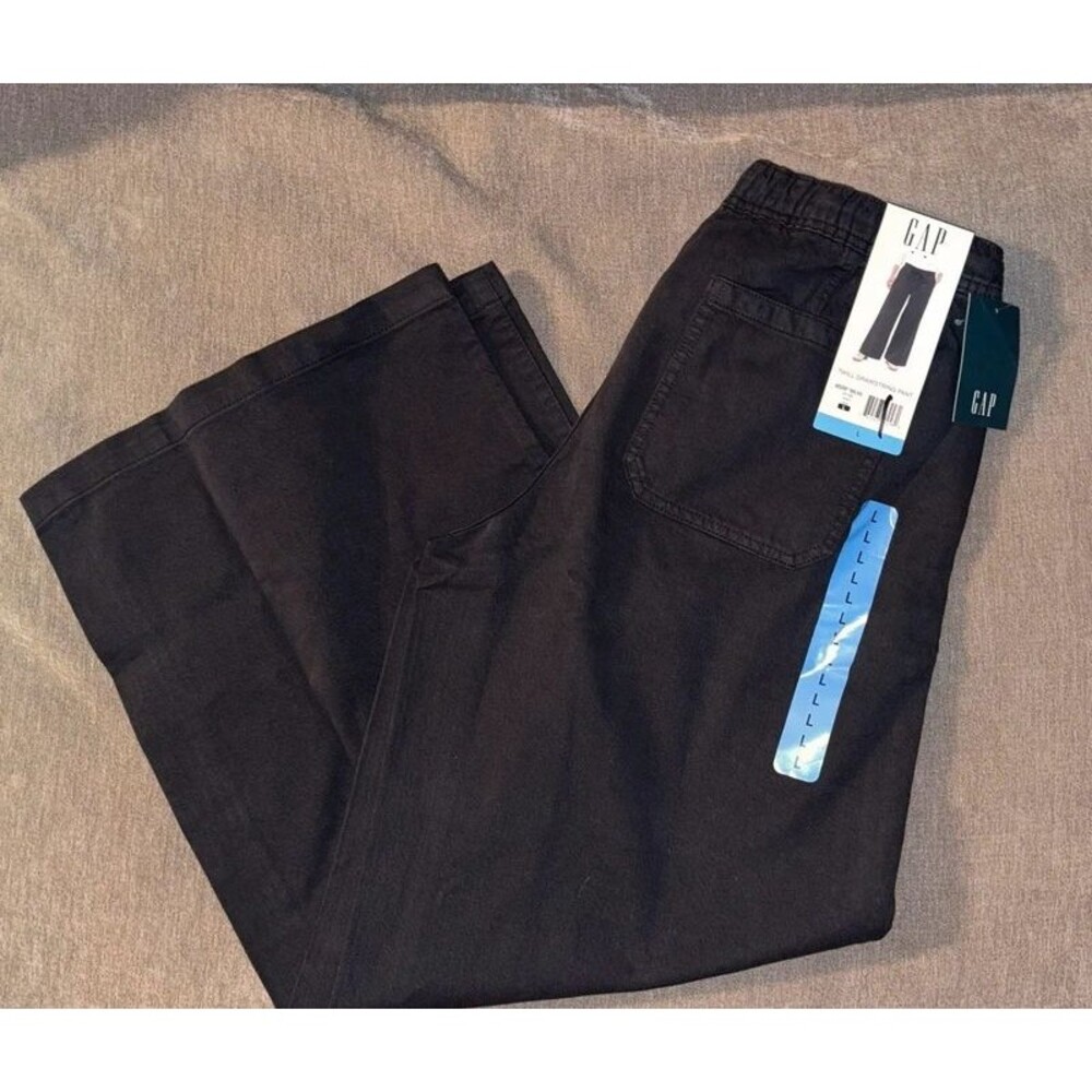 Gap Twill Drawstring Wide Leg Pants Black NWT Size L